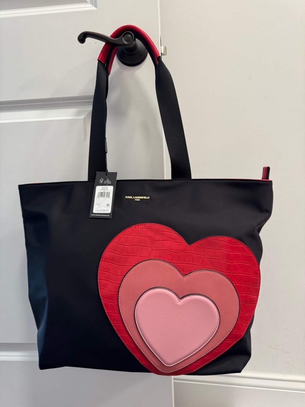 Karl Lagerfeld Amour Hearts Black Tote